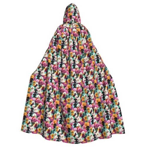 OAZCVBNN Halloween-Kapuzenumhang mit Pudel-Motiv, für Erwachsene, Kinder, Unisex, mittelalterliches Cosplay-Kostüm von OAZCVBNN