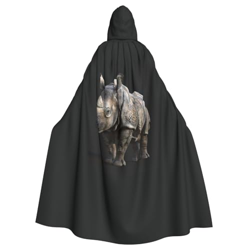 OAZCVBNN Halloween-Kapuzenumhang mit Tier-Nashorn-Druck, volle Länge, Erwachsene, Kinder, Unisex, mittelalterliches Cosplay-Kostüm von OAZCVBNN