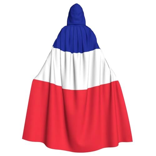 OAZCVBNN Halloween-Kapuzenumhang mit französischer Flagge, volle Länge, Erwachsene, Kinder, Unisex, Mittelalter-Kostüm, Cosplay-Kostüm von OAZCVBNN