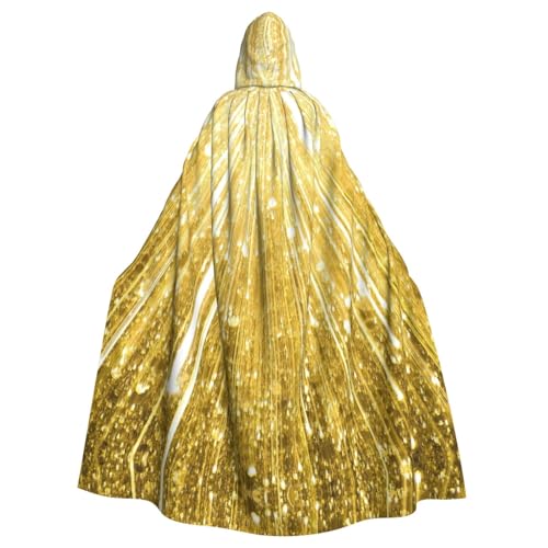 OAZCVBNN Halloween-Kapuzenumhang mit goldfarbenem Glitzer-Druck, volle Länge, Erwachsene, Kinder, Unisex, mittelalterliches Cosplay-Kostüm von OAZCVBNN