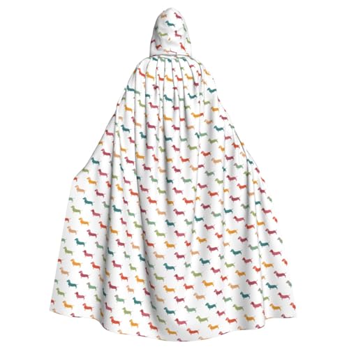 OAZCVBNN Halloween-Kapuzenumhang mit süßem Dackel-Motiv, volle Länge, Erwachsene, Kinder, Unisex, Mittelalter-Kostüm, Cosplay-Kostüm von OAZCVBNN