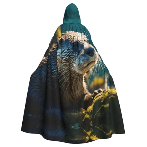 OAZCVBNN Halloween-Kapuzenumhang mit süßem braunem Otter-Druck, volle Länge, Erwachsene, Kinder, Unisex, Mittelalter-Kostüm, Cosplay-Kostüm von OAZCVBNN