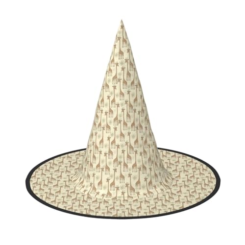 OAZCVBNN Handgezeichneter Giraffen-Druck, Unisex, Halloween, Hexenhut, für Karneval, Cosplay, faltbare Kappe und Motto-Partys von OAZCVBNN