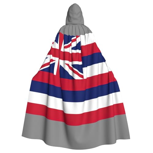 OAZCVBNN Hawaii-Flaggen-Druck, Halloween-Kapuzenumhang, volle Länge, Erwachsene, Kinder, Unisex, mittelalterliches Cosplay-Kostüm von OAZCVBNN