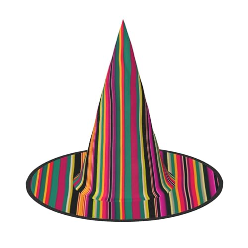 OAZCVBNN Hexenhut für Halloween, Karneval, Cosplay, faltbar, Regenbogenfarben, gestreift, Unisex, für Mottopartys von OAZCVBNN