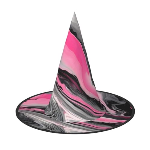 OAZCVBNN Hexenhut für Halloween, abstrakter Marmor, Grau, künstlerischer Druck, Unisex, für Karneval, Cosplay, faltbare Kappe und Motto-Partys von OAZCVBNN