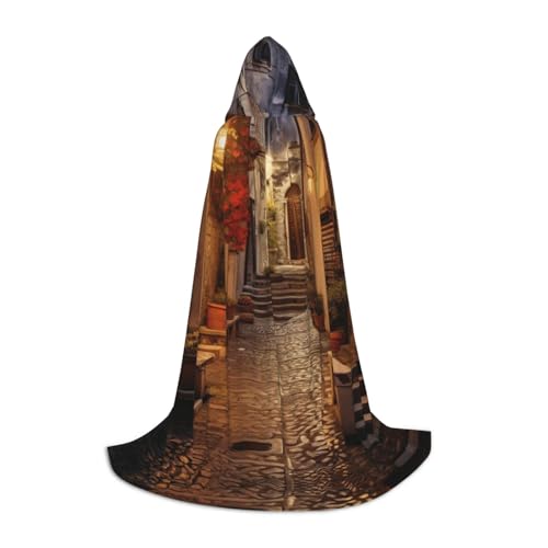 OAZCVBNN Italienische alte Straße Print Zauberer Gewand Halloween und Karneval Party Kapuzenmantel für Männer Frauen Teenager Kinder von OAZCVBNN