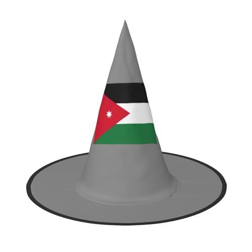 OAZCVBNN Jordanische Flagge Druck Unisex Halloween Hexenhut für Karneval Cosplay Faltbare Kappe und Mottopartys von OAZCVBNN