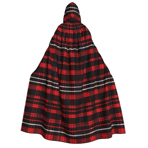 OAZCVBNN Kapuzenumhang, kariert, Rot und Schwarz, Unisex, Erwachsene, für Halloween, Weihnachten, Karneval, Mottopartys von OAZCVBNN