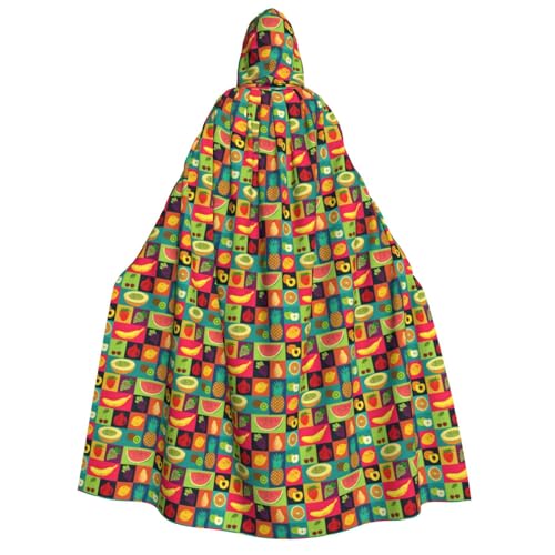 OAZCVBNN Kapuzenumhang im Kunststil, Obstdruck, Unisex, Erwachsene, für Halloween, Weihnachten, Karneval, Mottopartys von OAZCVBNN