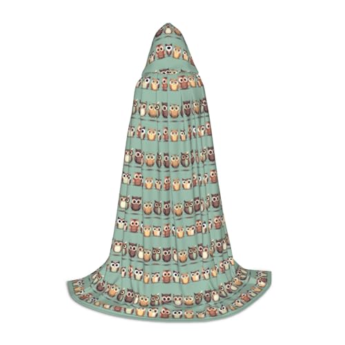 OAZCVBNN Kapuzenumhang mit Cartoon-Eulen, niedlicher Druck, für Halloween und Karneval, Partys, für Männer, Frauen, Teenager, Kinder von OAZCVBNN