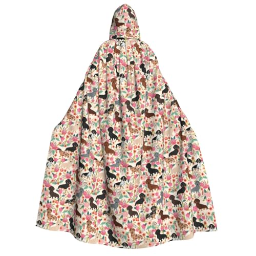 OAZCVBNN Kapuzenumhang mit Dackel-Aufdruck, Unisex, Erwachsene, für Halloween, Weihnachten, Karneval, Mottopartys von OAZCVBNN