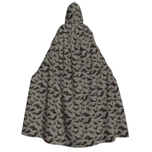OAZCVBNN Kapuzenumhang mit Fledermäusen, grauer Druck, Unisex, Erwachsene, für Halloween, Weihnachten, Karneval, Mottopartys von OAZCVBNN
