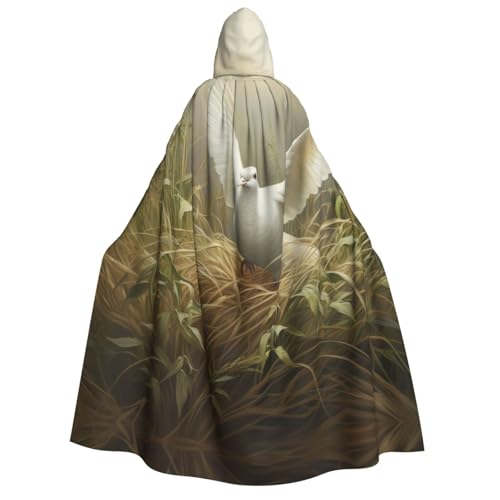 OAZCVBNN Kapuzenumhang mit Gras- und Tauben-Druck, Unisex, Erwachsene, für Halloween, Weihnachten, Karneval, Mottopartys von OAZCVBNN