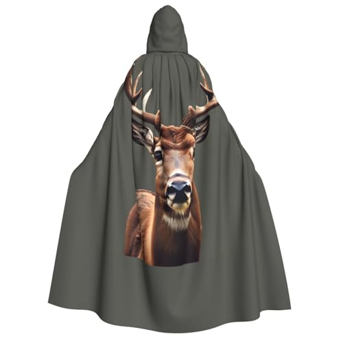 OAZCVBNN Kapuzenumhang mit Hirschmotiv, Unisex, Erwachsene, für Halloween, Weihnachten, Karneval, Mottopartys von OAZCVBNN