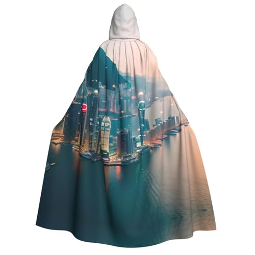 OAZCVBNN Kapuzenumhang mit Hongkong-Aufdruck, Unisex, Erwachsene, für Halloween, Weihnachten, Karneval, Mottopartys von OAZCVBNN