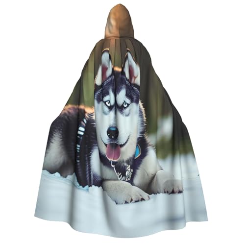 OAZCVBNN Kapuzenumhang mit Husky-Motiv, Unisex, Erwachsene, für Halloween, Weihnachten, Karneval, Mottopartys von OAZCVBNN