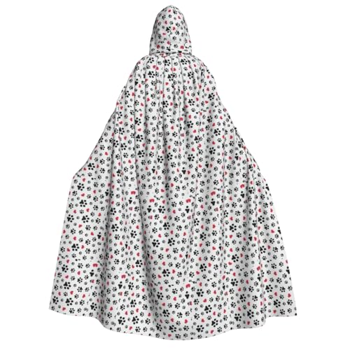 OAZCVBNN Kapuzenumhang mit Katzenpfote, Herz, Welpe, Fußabdruck, Unisex, Erwachsene, für Halloween, Weihnachten, Karneval, Mottopartys von OAZCVBNN