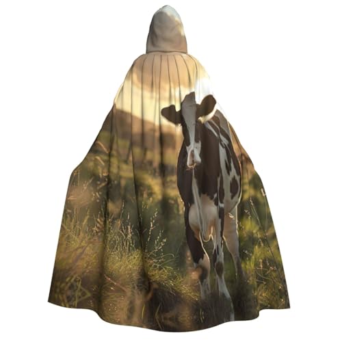 OAZCVBNN Kapuzenumhang mit Kuhmotiv, Unisex, Erwachsene, für Halloween, Weihnachten, Karneval, Mottopartys von OAZCVBNN