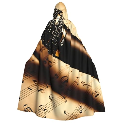 OAZCVBNN Kapuzenumhang mit Mikrofon und Musiknoten-Druck, Unisex, Erwachsene, für Halloween, Weihnachten, Karneval, Mottopartys OAZCVBNN Kapuzenumhang mit Mikrofon und Musiknoten-Druck, Unisex, Erwachsene, für Halloween, Weihnachten, Karneval, Mottopartys von OAZCVBNN