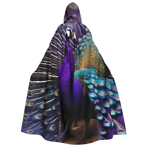 OAZCVBNN Kapuzenumhang mit Pfauenmuster, Unisex, Erwachsene, für Halloween, Weihnachten, Karneval, Mottopartys, Kostüm von OAZCVBNN