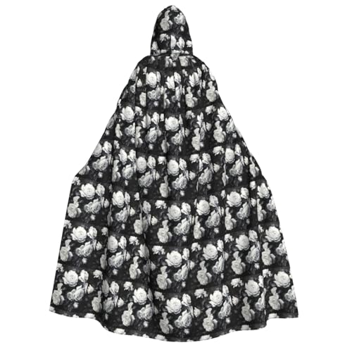 OAZCVBNN Kapuzenumhang mit Rosen-Aufdruck, Unisex, Erwachsene, für Halloween, Weihnachten, Karneval, Motto-Partys von OAZCVBNN