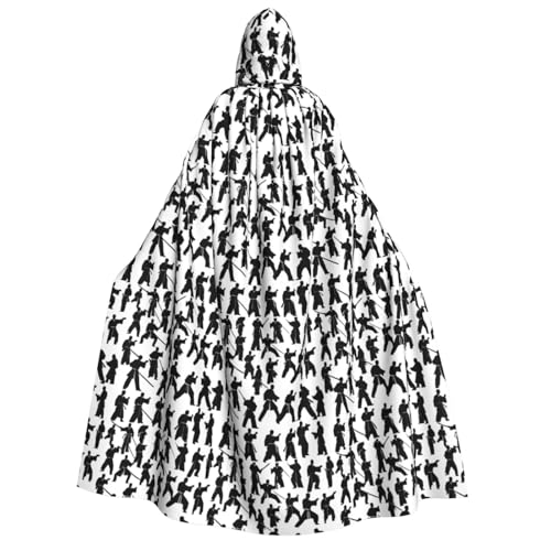OAZCVBNN Kapuzenumhang mit Silhouetten von Kampfkunst, Unisex, Erwachsene, für Halloween, Weihnachten, Karneval, Mottopartys von OAZCVBNN
