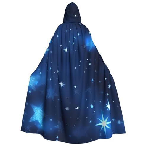 OAZCVBNN Kapuzenumhang mit blauem Sternenmuster, Unisex, Erwachsene, für Halloween, Weihnachten, Karneval, Mottopartys von OAZCVBNN