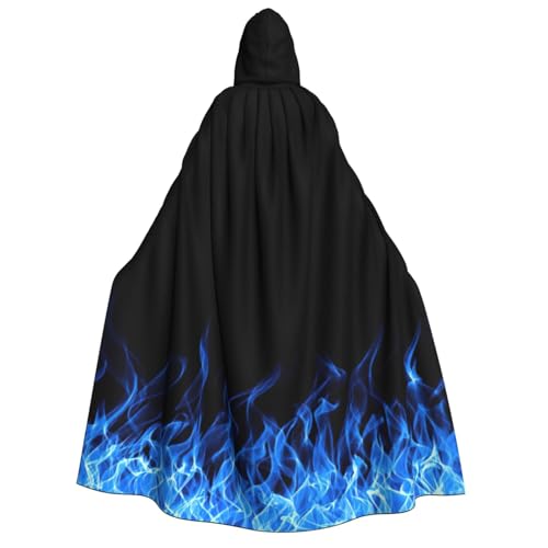 OAZCVBNN Kapuzenumhang mit blauer Flamme, Unisex, Erwachsene, für Halloween, Weihnachten, Karneval, Mottopartys von OAZCVBNN