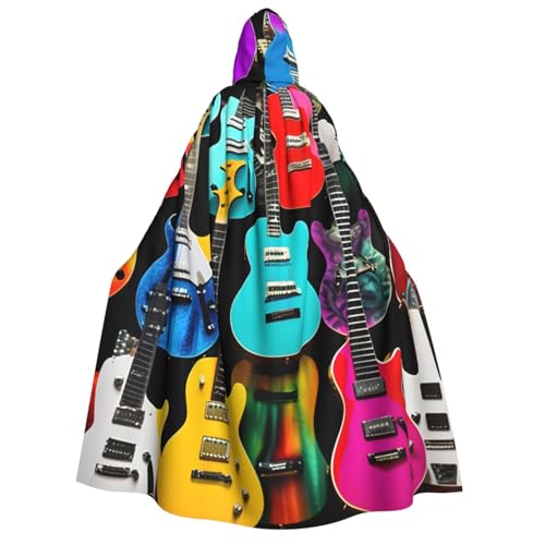 OAZCVBNN Kapuzenumhang mit buntem Gitarren-Aufdruck, Unisex, Erwachsene, für Halloween, Weihnachten, Karneval, Mottopartys von OAZCVBNN
