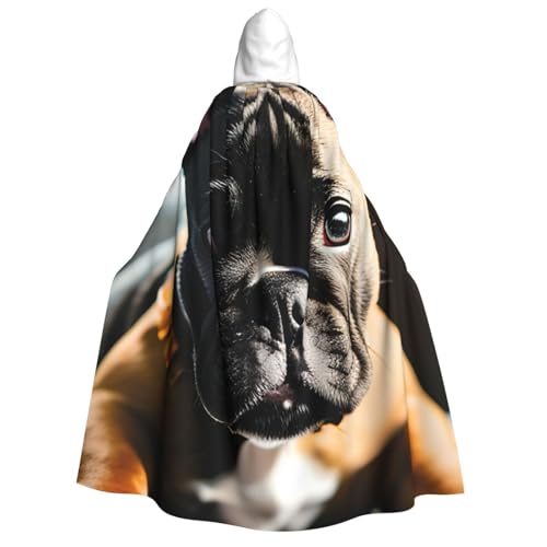 OAZCVBNN Kapuzenumhang mit französischer Bulldogge, Unisex, Erwachsene, für Halloween, Weihnachten, Karneval, Mottopartys von OAZCVBNN