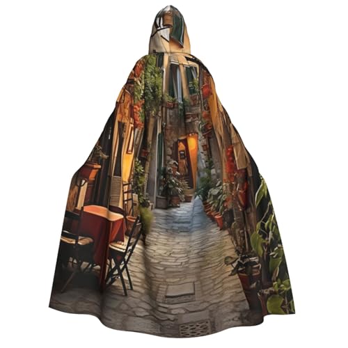 OAZCVBNN Kapuzenumhang mit italienischem Altenstraßen-Druck, Unisex, Erwachsene, für Halloween, Weihnachten, Karneval, Mottopartys von OAZCVBNN