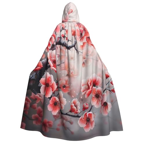 OAZCVBNN Kapuzenumhang mit japanischem Kirschblumen-Druck, Unisex, Erwachsene, für Halloween, Weihnachten, Karneval, Mottopartys von OAZCVBNN