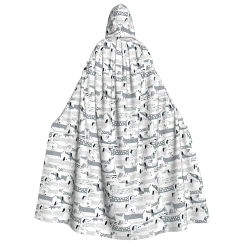OAZCVBNN Kapuzenumhang mit süßem Dackel-Motiv, Unisex, Erwachsene, für Halloween, Weihnachten, Karneval, Mottopartys von OAZCVBNN