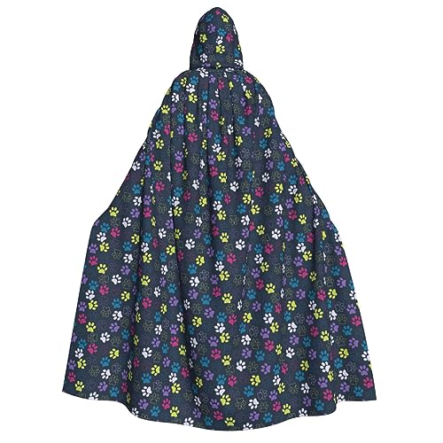 OAZCVBNN Kapuzenumhang mit süßem Hundepfotenabdruck, Unisex, Erwachsene, für Halloween, Weihnachten, Karneval, Mottopartys von OAZCVBNN