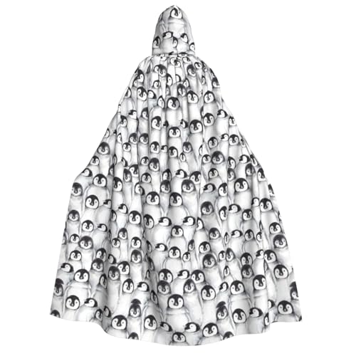 OAZCVBNN Kapuzenumhang mit süßem Pinguin-Skizzenaufdruck, Unisex, Erwachsene, für Halloween, Weihnachten, Karneval, Mottopartys von OAZCVBNN