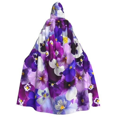 OAZCVBNN Kapuzenumhang mit violettem Blumendruck, Unisex, Erwachsene, für Halloween, Weihnachten, Karneval, Mottopartys von OAZCVBNN