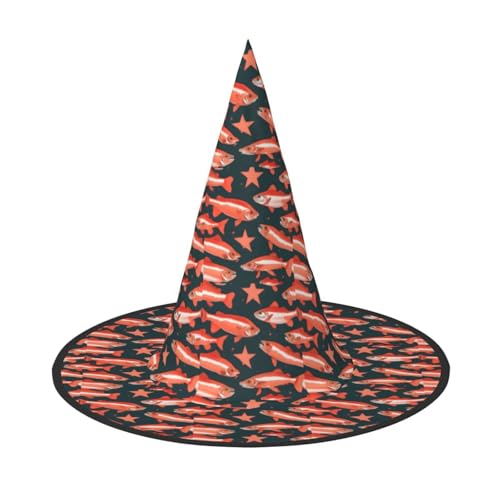 OAZCVBNN Lachs Print Unisex Halloween Hexenhut für Karneval Cosplay Faltbare Kappe und Mottopartys OAZCVBNN Lachs Print Unisex Halloween Hexenhut für Karneval Cosplay Faltbare Kappe und Mottopartys von OAZCVBNN
