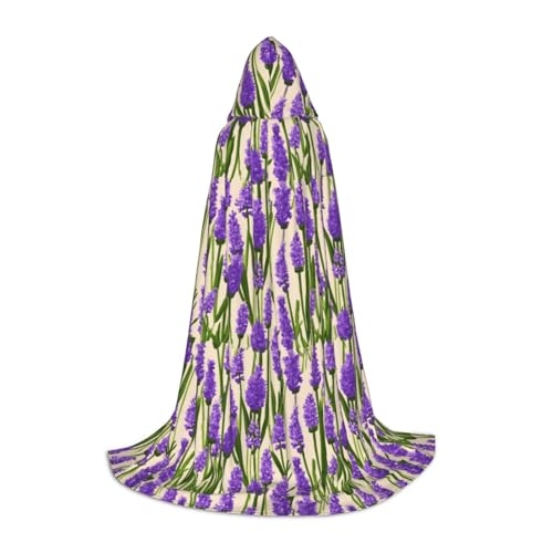 OAZCVBNN Lavendel-Stempel-Druck, Zauberer-Robe, Halloween und Karneval, Partys, Kapuzenumhang für Männer, Frauen, Teenager, Kinder von OAZCVBNN
