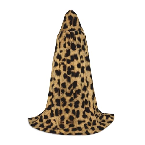 OAZCVBNN Leopard Animal Print Zauberer Bademantel Halloween und Karneval Party Mantel mit Kapuze für Männer Frauen Teenager Kinder, Schwarz, S von OAZCVBNN