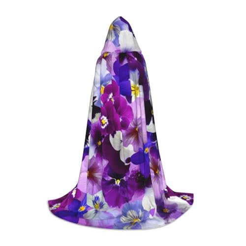 OAZCVBNN Lila Blumendruck, Zauberer-Robe, Halloween und Karneval, Partys, Kapuzenumhang für Männer, Frauen, Teenager, Kinder von OAZCVBNN