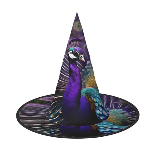OAZCVBNN Lila Pfau Druck Unisex Halloween Hexe Hut für Karneval Cosplay faltbare Mütze und Themenpartys von OAZCVBNN