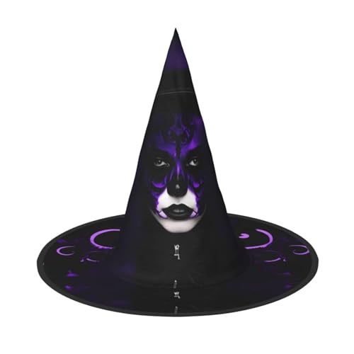 OAZCVBNN Lila schwarz gotisch gruselig Druck Unisex Halloween Hexe Hut für Karneval Cosplay faltbare Mütze und Themenpartys OAZCVBNN Lila schwarz gotisch gruselig Druck Unisex Halloween Hexe Hut für Karneval Cosplay faltbare Mütze und Themenpartys von OAZCVBNN