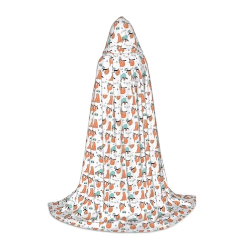 OAZCVBNN Lustiger süßer Tier-Faultier-Musik-Druck, Zauberer-Robe, Halloween und Karneval, Partys, Kapuzenumhang für Männer, Frauen, Teenager, Kinder von OAZCVBNN