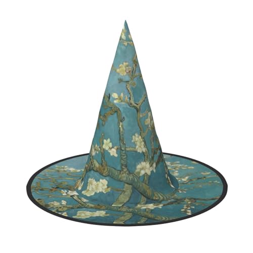 OAZCVBNN Mandelblüten Druck Unisex Halloween Hexenhut für Karneval Cosplay Faltbare Kappe und Mottopartys von OAZCVBNN