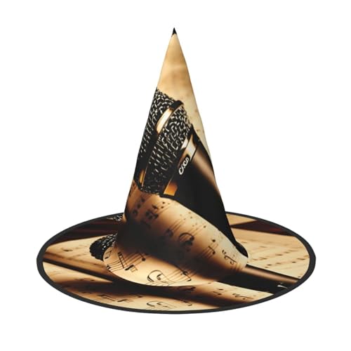 OAZCVBNN Mikrofon mit Musiknotendruck unisex Halloween Hexe Hut für Karneval Cosplay faltbare Mütze und Themenpartys OAZCVBNN Mikrofon mit Musiknotendruck unisex Halloween Hexe Hut für Karneval Cosplay faltbare Mütze und Themenpartys von OAZCVBNN