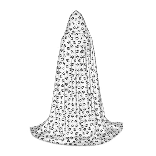 OAZCVBNN Muster Hundepfoten Print Zauberer Bademantel Halloween und Karneval Party Mantel mit Kapuze für Männer Frauen Teenager Kinder, Schwarz, M von OAZCVBNN