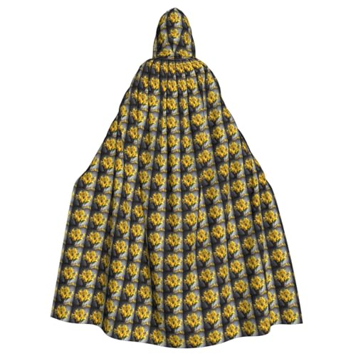 OAZCVBNN Narzissenstrauß bedruckt, Halloween-Kapuzenumhang, volle Länge, Erwachsene, Kinder, Unisex, Mittelalter-Kostüm, Cosplay-Kostüm von OAZCVBNN