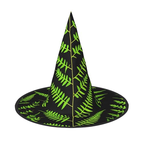 OAZCVBNN Natürliche Pflanze Silhouette Farn Blatt Druck Unisex Halloween Hexenhut für Karneval Cosplay Faltbare Kappe und Mottopartys von OAZCVBNN