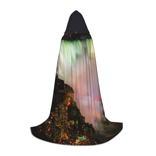 OAZCVBNN Niagara Falls Print Wizard Robe Halloween Und Karneval Partys Mit Kapuze Mantel Für Männer Frauen Teenager Kinder, blacks, S von OAZCVBNN